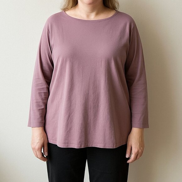 Holte purple Lagenlook Textured long sleeve silk top womens plus size 2X - Picture 1 of 5